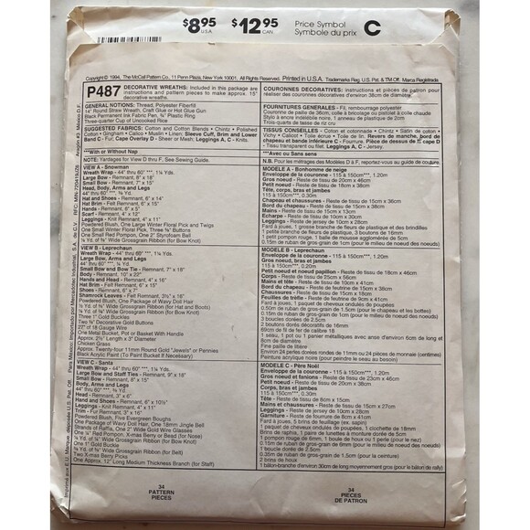 McCall’s Craft Pattern P487 Seasons Of The Wreath Uncut 15" Wreath - Picture 5 of 6